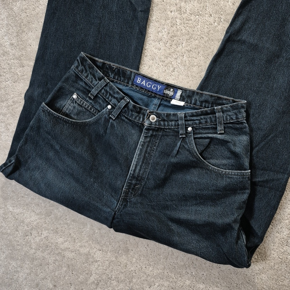 Vintage Levis Silvertab Baggy Jeans Mens 34/34 Dark Wash 90s Loose Skater Punk